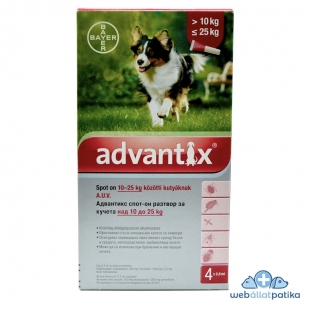 Advantix spot on kutyáknak 10-25 kg között állatgyógyszertár